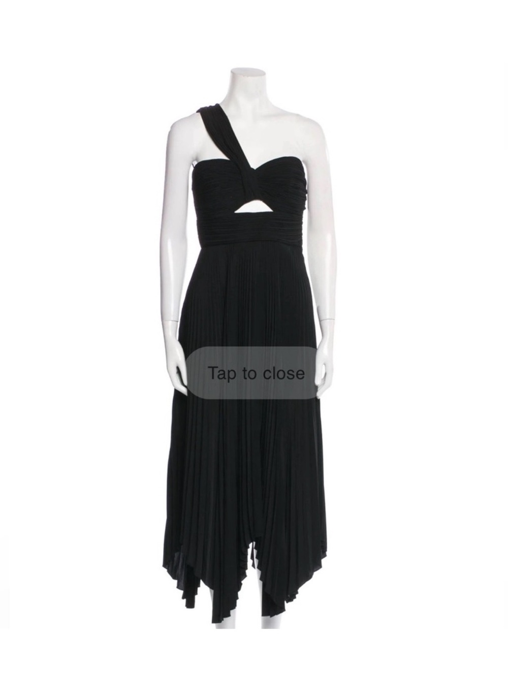 A.L.C Aurora Black One-Shoulder Midi Dress with Asymmetric Hem